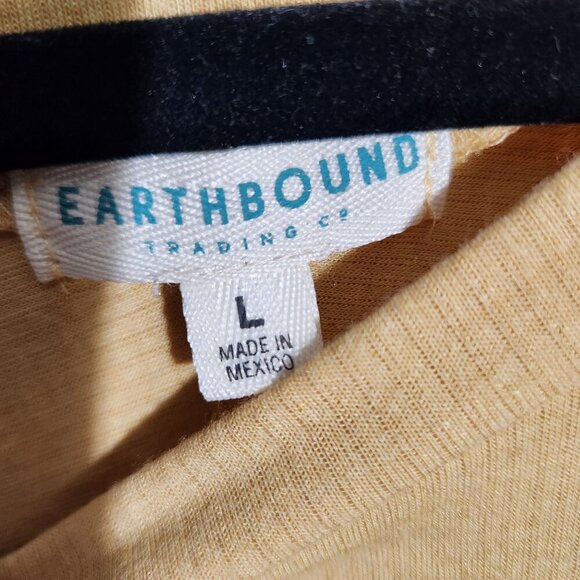 Earthbound Trading Co Womens Oversized High-Low Hem Mustard Yellow Knit Top L - Picture 2 of 12